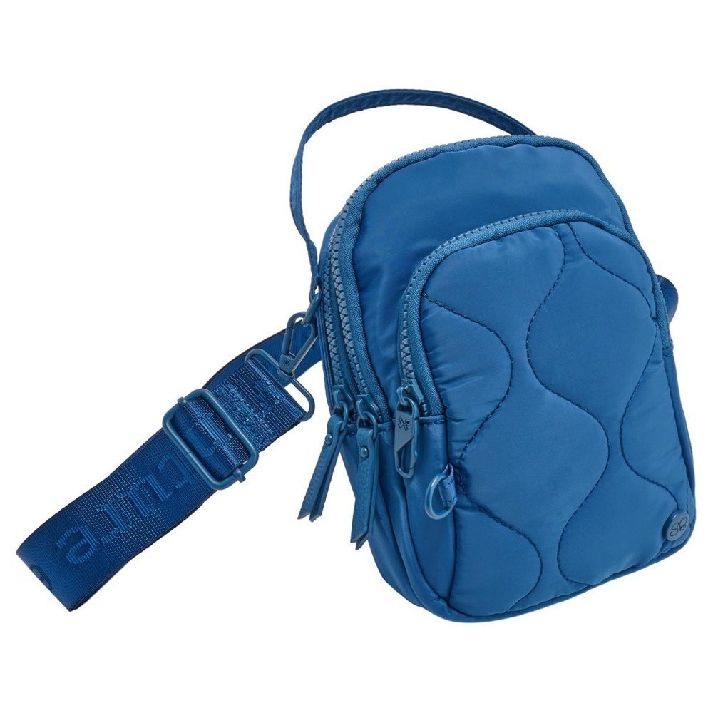 Samantha Brown Crown Blue Quilted Anti-Theft Crossbody Bag 3 compartments New